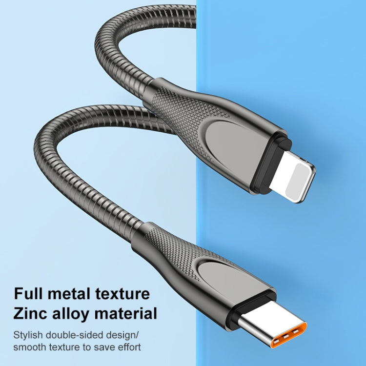 ADC-009 USB to 8 Pin Zinc Alloy Hose Fast Charging Data Cable, Cable Length: 1m (Silver) - Normal Style Cable by buy2fix | Online Shopping UK | buy2fix