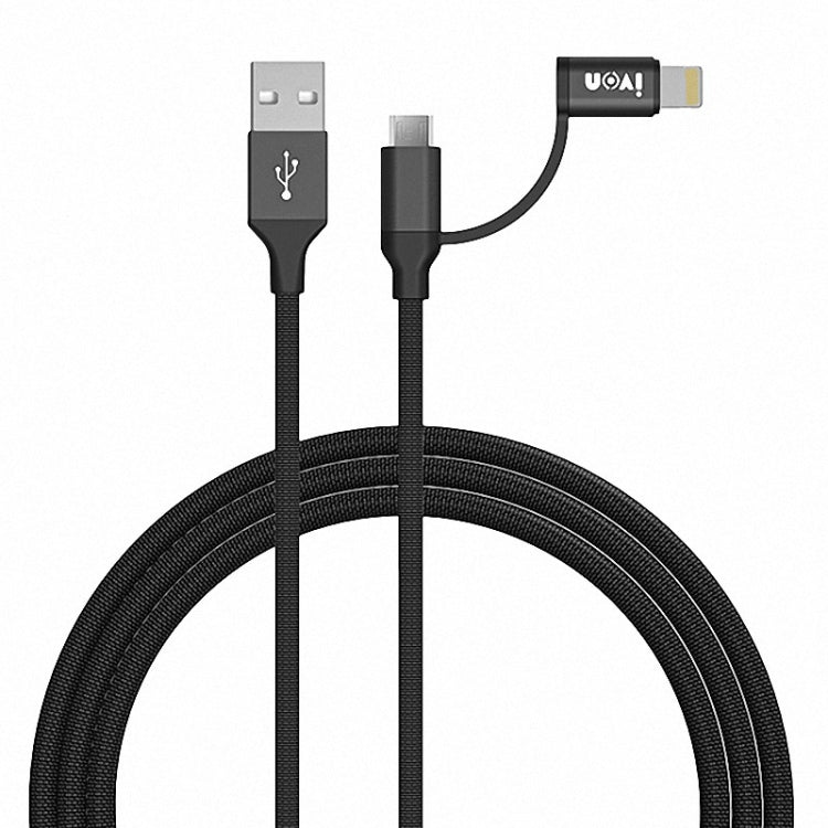 IVON CA51 2.4A USB to 8 Pin + Micro USB 2 in 1 Charging Sync Data Cable, Length: 1m(Black) - 2 in 1 Cable by IVON | Online Shopping UK | buy2fix