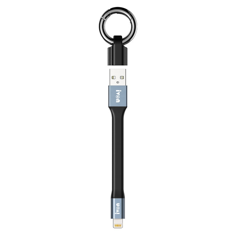 IVON CA90 2.4A USB to 8 Pin Portable Data Cable with Ring, Length: 14.5cm(Dark Gray) - Normal Style Cable by IVON | Online Shopping UK | buy2fix