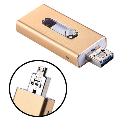 RQW-02  3 in 1 USB 2.0 & 8 Pin & Micro USB 16GB Flash Drive(Gold) - U Disk & Card Reader by buy2fix | Online Shopping UK | buy2fix