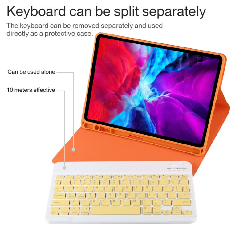 TG11B Detachable Bluetooth Yellow Keyboard + Microfiber Leather Tablet Case for iPad Pro 11 inch (2020), with Pen Slot & Holder (Orange) - For iPad Pro by buy2fix | Online Shopping UK | buy2fix