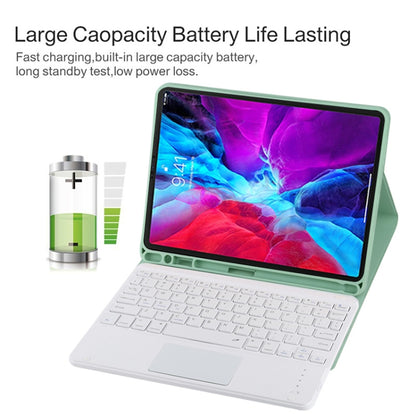 TG11BC Detachable Bluetooth White Keyboard Microfiber Leather Tablet Case for iPad Pro 11 inch (2020), with Touchpad & Pen Slot & Holder (Green) - For iPad Pro by buy2fix | Online Shopping UK | buy2fix