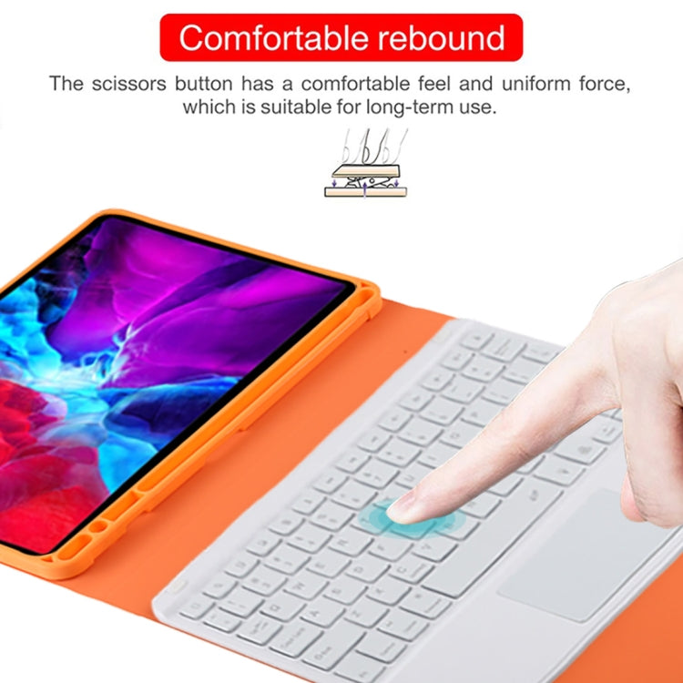 TG11BCS Detachable Bluetooth White Keyboard Microfiber Leather Tablet Case for iPad Pro 11 inch (2020), with Backlight & Touchpad & Pen Slot & Holder (Orange) - For iPad Pro by buy2fix | Online Shopping UK | buy2fix