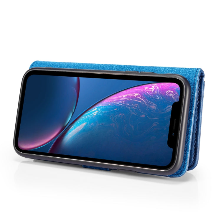 For iPhone XR DG.MING Crazy Horse Texture Flip Detachable Magnetic Leather Case with Holder & Card Slots & Wallet (Blue) - More iPhone Cases by DG.MING | Online Shopping UK | buy2fix