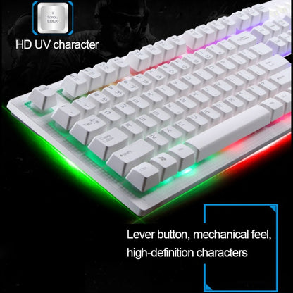 ZGB G20 1600 DPI Professional Wired Glowing Mechanical Feel Suspension Keyboard + Optical Mouse Kit for Laptop, PC(White) - Wired Keyboard by buy2fix | Online Shopping UK | buy2fix