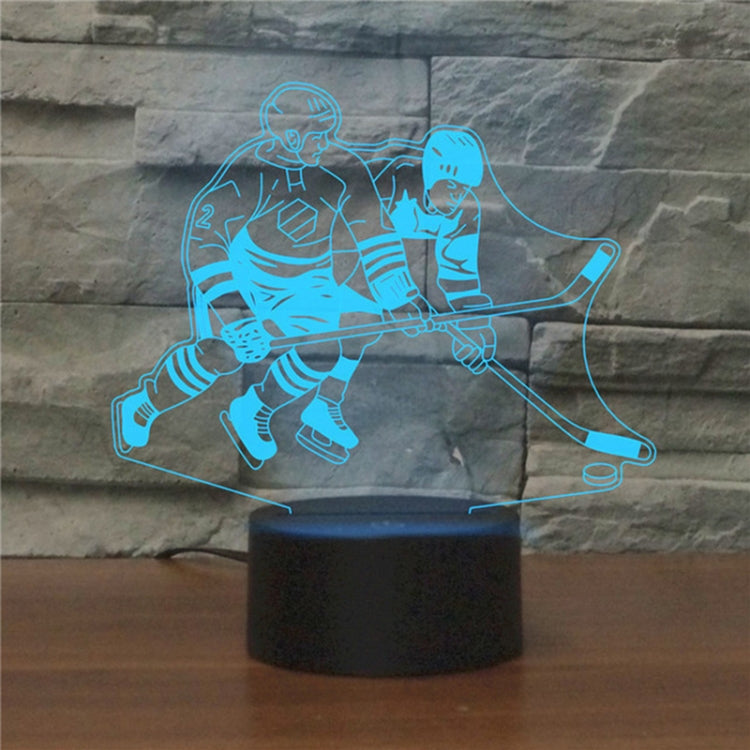 Playing Ice Hockey Shape 3D Colorful LED Vision Light Table Lamp, Crack Touch Version - Novelty Lighting by buy2fix | Online Shopping UK | buy2fix