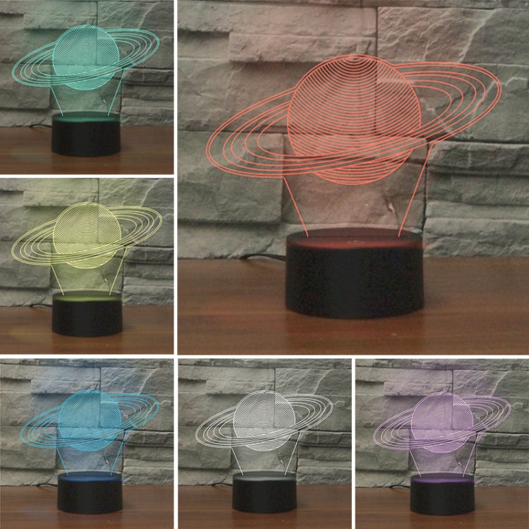 Saturn Shape 3D Colorful LED Vision Light Table Lamp, USB & Battery Version - Novelty Lighting by buy2fix | Online Shopping UK | buy2fix