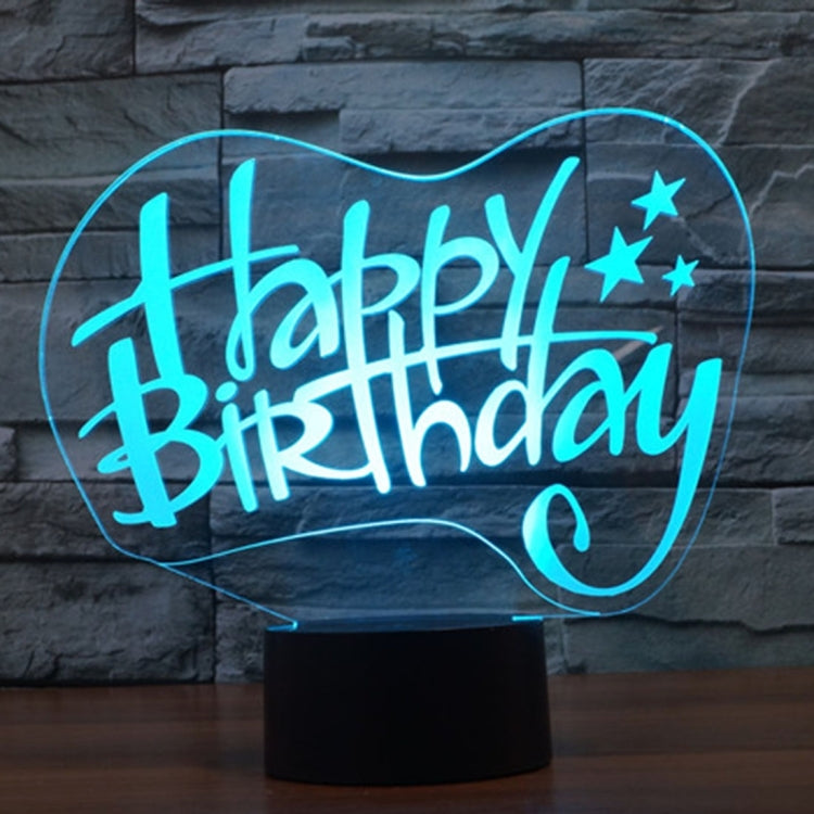 Happy Birthday Style 3D Touch Switch Control LED Light , 7 Color Discoloration Creative Visual Stereo Lamp Desk Lamp Night Light - Novelty Lighting by buy2fix | Online Shopping UK | buy2fix