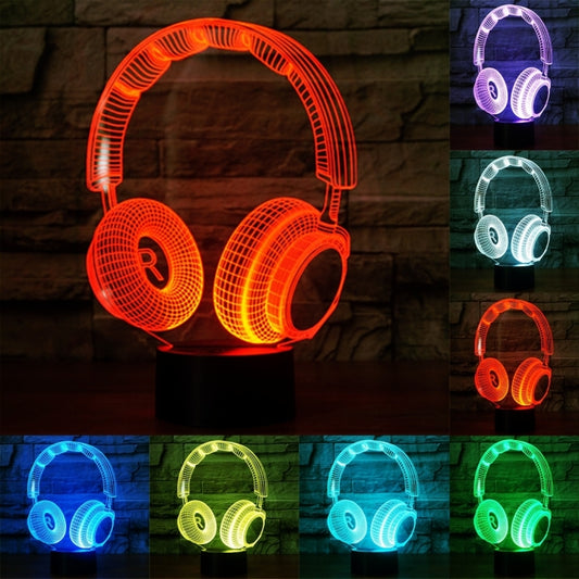 Headset Shape 3D Touch Switch Control LED Light , 7 Colour Discoloration Creative Visual Stereo Lamp Desk Lamp Night Light - Novelty Lighting by buy2fix | Online Shopping UK | buy2fix