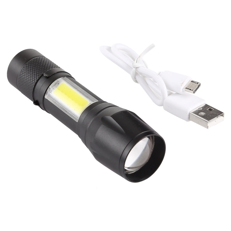 A3 USB Charging Waterproof Zoomable XPE + COB Flashlight with 3-Modes & Clip & Storage Box - LED Flashlight by buy2fix | Online Shopping UK | buy2fix