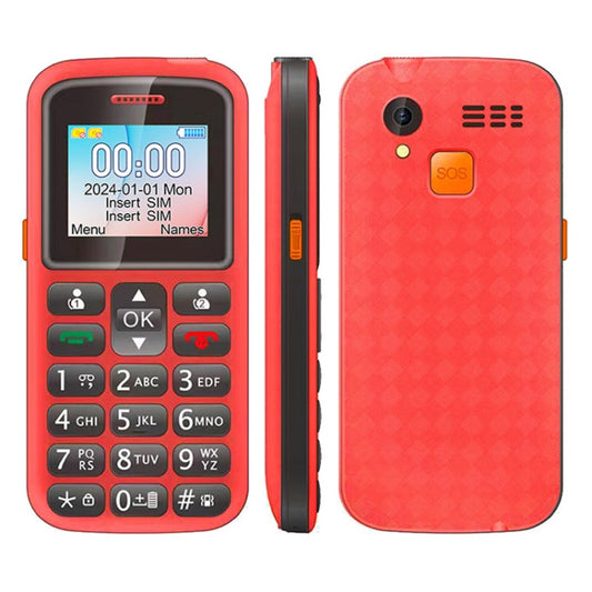 UNIWA M220 Elder Mobile Phone, 1.77 inch, 800mAh Battery, Network: 2G, SOS, LED Flashlight, FM, AU Plug (Red) - UNIWA by UNIWA | Online Shopping UK | buy2fix