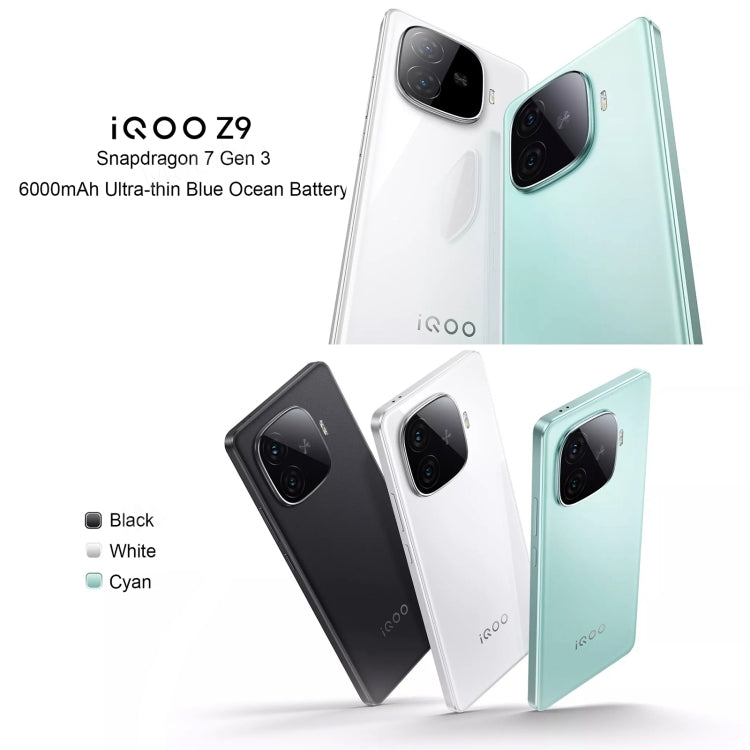 vivo iQOO Z9, Dual Back Cameras, 12GB+256GB, Face ID Screen Fingerprint Identification, 6.78 inch Android 14.0 OriginOS 4 Snapdragon 7 Gen 3 Octa Core 2.63GHz, OTG, NFC, Network: 5G, Support Google Play (White) - vivo by vivo | Online Shopping UK | buy2fix