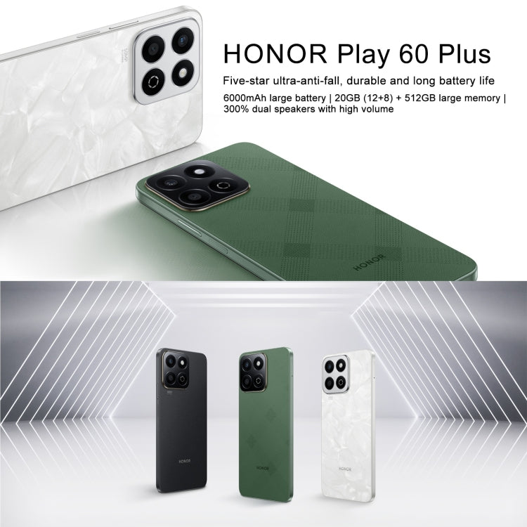 Honor Play 60 Plus 5G, 12GB+512GB, 6.77 inch MagicOS 8.0 Qualcomm Snapdragon 4 Gen2 Octa Core up to 2.2GHz, Network: 5G, OTG, Not Support Google Play (Green) - Honor by Huawei | Online Shopping UK | buy2fix