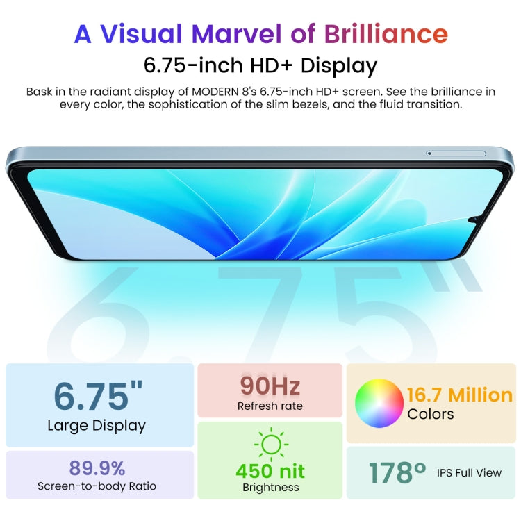 [HK Warehouse] Blackview Oscal MODERN 8, 8GB+128GB, Fingerprint Identification, 6.75 inch Android 13 Unisoc T616 Octa Core up to 2.2GHz, Network: 4G, OTG (Purple) - Blackview by Blackview | Online Shopping UK | buy2fix