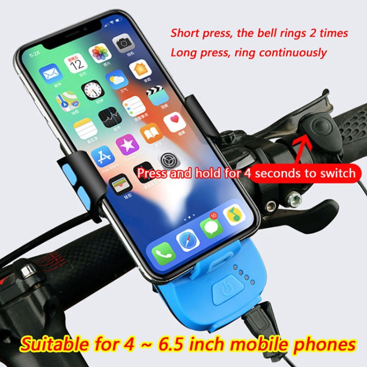 Multifunction 4  in 1 Phone Holder Bicycle Bell Cycling Lamp Flashlight(Black) - Headlights by buy2fix | Online Shopping UK | buy2fix