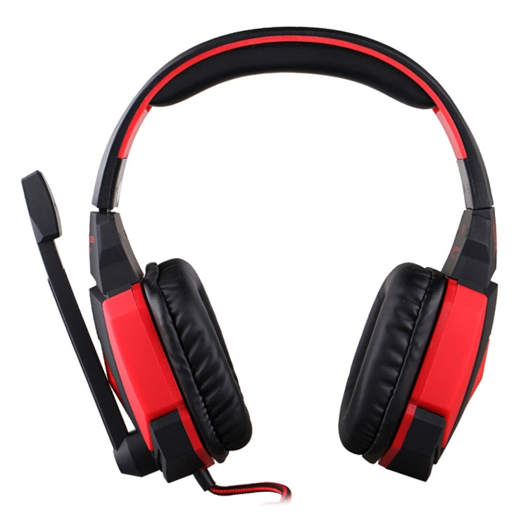 KOTION EACH G4000 USB Version Stereo Gaming Headphone Headset Headband with Microphone Volume Control LED Light for PC Gamer,Cable Length: About 2.2m(Black Red) - Multimedia Headset by KOTION EACH | Online Shopping UK | buy2fix