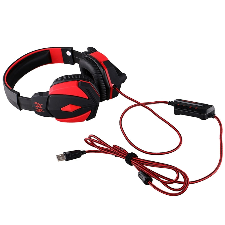 KOTION EACH G4000 USB Version Stereo Gaming Headphone Headset Headband with Microphone Volume Control LED Light for PC Gamer,Cable Length: About 2.2m(Black Red) - Multimedia Headset by KOTION EACH | Online Shopping UK | buy2fix