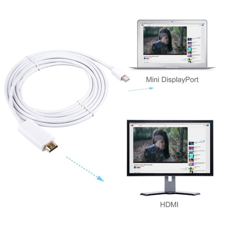 3m Mini DisplayPort Male to HDMI Male Adapter Cable - Cable & Adapter by buy2fix | Online Shopping UK | buy2fix