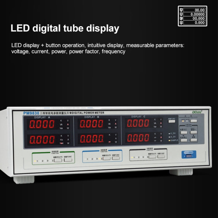 DCUU PM9830 500V 80A Three Phase Digital AC Voltage Current Power Factor & Power Meter (EU Plug) - Current & Voltage Tester by buy2fix | Online Shopping UK | buy2fix