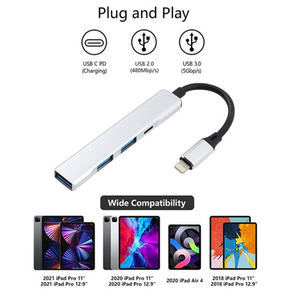 S-209 3 in 1 8 Pin Male to Dual USB 2.0 + USB 3.0 Female Adapter HUB(Silver Grey) - Converter & Adapter by buy2fix | Online Shopping UK | buy2fix