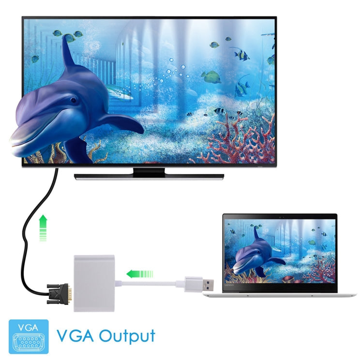 2 in 1 USB 3.0 to HDMI + VGA Adapter(Silver) - Cable & Adapters by buy2fix | Online Shopping UK | buy2fix