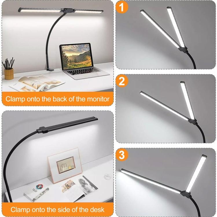 PULUZ Gooseneck Tube LED Fill Light Double Head Clip Desk Lamp (Black) - Selfie Light by PULUZ | Online Shopping UK | buy2fix