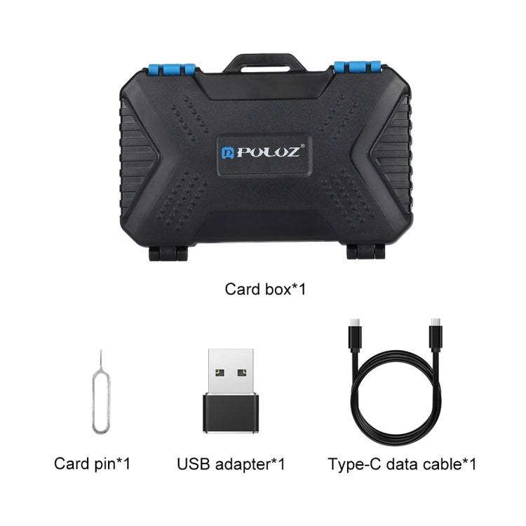 PULUZ Card Reader + 22 in 1 Memory Card Case for 1Standard SIM + 2Micro-SIM + 2Nano-SIM + 3CF + 7SD + 6TF + 1CARD PIN - Card Case by PULUZ | Online Shopping UK | buy2fix