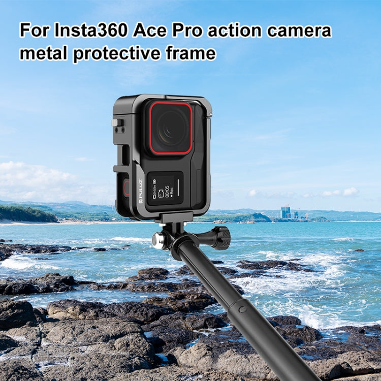 For Insta360 Ace Pro PULUZ Metal Protective Cage Adapter Frame (Black) - Mount & Holder by PULUZ | Online Shopping UK | buy2fix