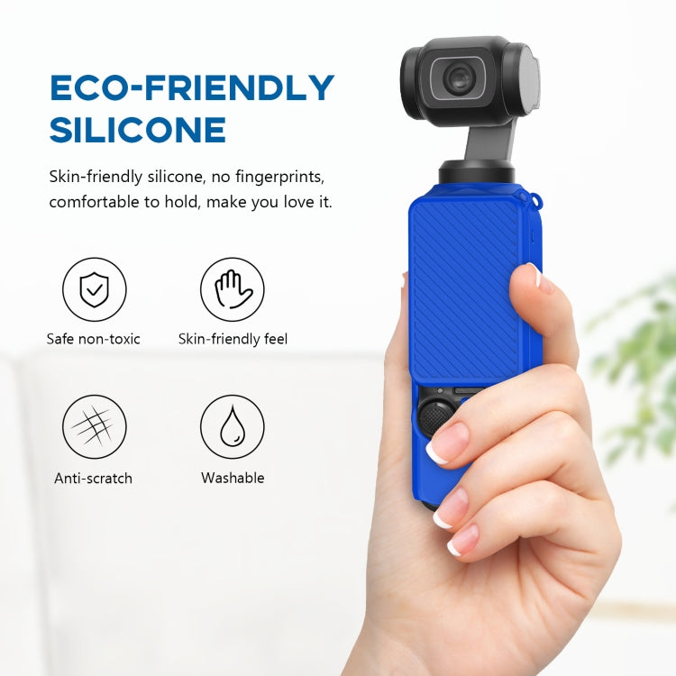 For DJI OSMO Pocket 3 PULUZ  2 in 1 Silicone Cover Case Set with Strap (Blue) - Case & Bags by PULUZ | Online Shopping UK | buy2fix