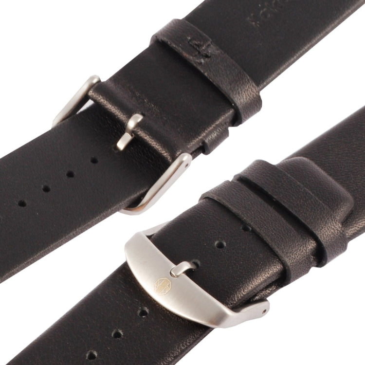 Kakapi for Apple Watch 42mm Subtle Texture Brushed Buckle Genuine Leather Watch Band with Connector(Black) - Watch Bands by Kakapi | Online Shopping UK | buy2fix