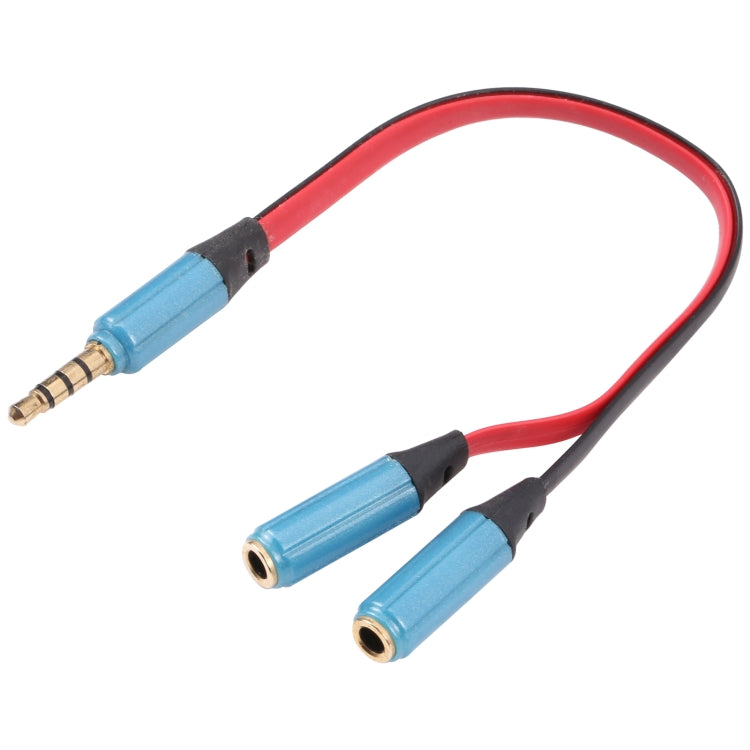 Noodle Style Aux Audio Cable 3.5mm Male to 2 x Female Splitter Connector, Compatible with Phones, Tablets, Headphones, MP3 Player, Car/Home Stereo & More(Blue) - Cable & Splitter by buy2fix | Online Shopping UK | buy2fix