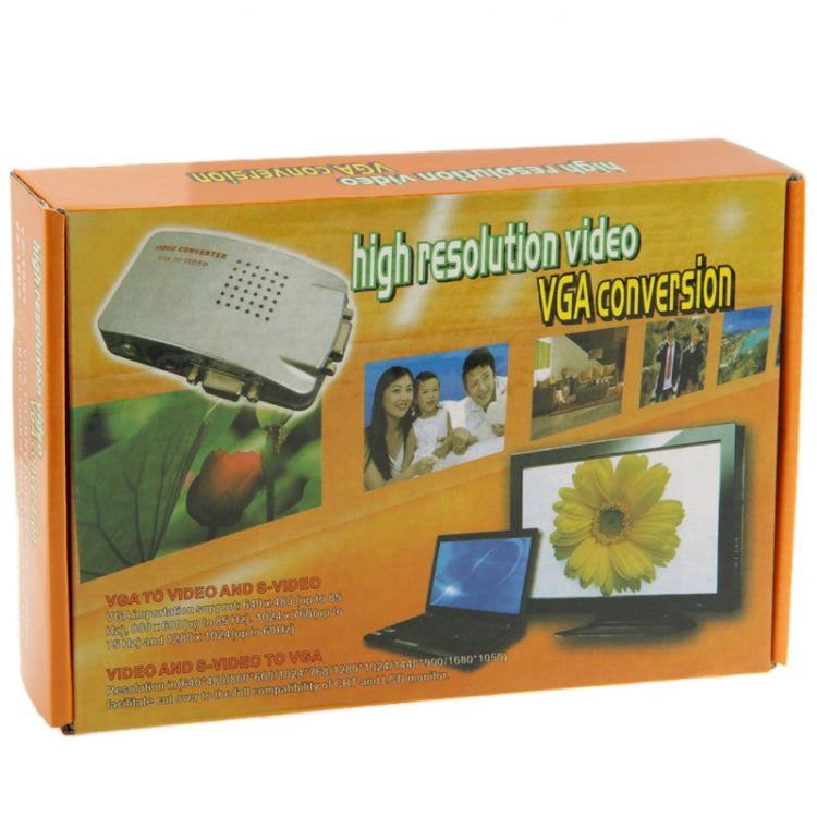 High Resolution VGA Video Conversion VGA to Video S-Video / PC to TV (VGA to AV ) Converter Box - Cable by buy2fix | Online Shopping UK | buy2fix