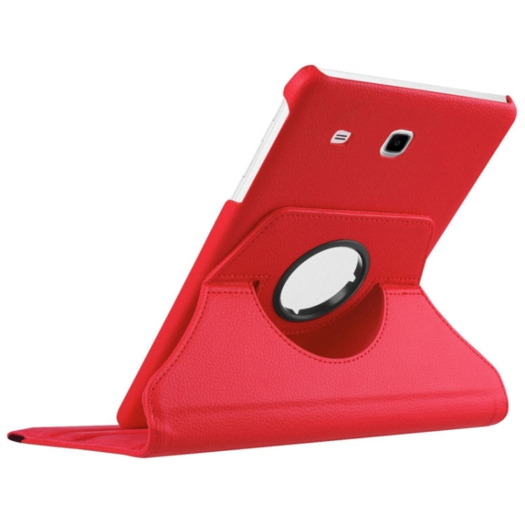 Litchi Texture Horizontal Flip Solid Color Leather Case with 360 Degrees Rotation Holder for Galaxy Tab E 9.6 / T560 / T561(Red) - Other Galaxy Tab PC by buy2fix | Online Shopping UK | buy2fix