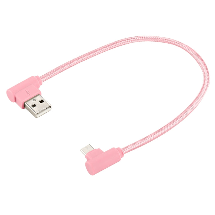 25cm USB to USB-C / Type-C Nylon Weave Style Double Elbow Charging Cable(Pink) - USB-C & Type-C Cable by buy2fix | Online Shopping UK | buy2fix