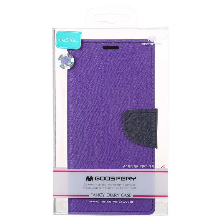 GOOSPERY FANCY DIARY Horizontal Flip PU Leather Case for Galaxy S10 Plus, with Holder & Card Slots & Wallet (Purple) - Galaxy Phone Cases by GOOSPERY | Online Shopping UK | buy2fix