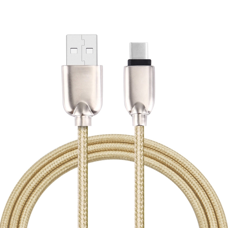 1M Woven Style Metal Head 108 Copper Cores USB-C / Type-C to USB Data Sync Charging Cable (Gold) - USB-C & Type-C Cable by buy2fix | Online Shopping UK | buy2fix