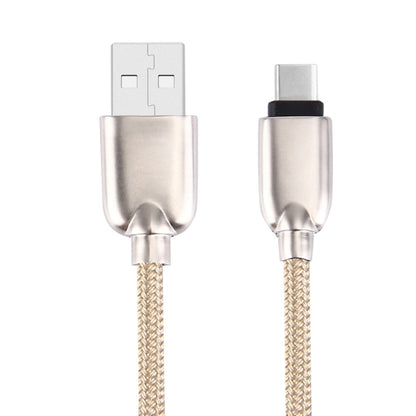 1M Woven Style Metal Head 108 Copper Cores USB-C / Type-C to USB Data Sync Charging Cable (Gold) - USB-C & Type-C Cable by buy2fix | Online Shopping UK | buy2fix