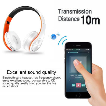 LPT660 Wireless Folding Sports Stereo Music Bluetooth Phones Earphones Support TF Card (Orange) - Headset & Headphone by buy2fix | Online Shopping UK | buy2fix