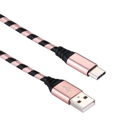 1m USB to USB-C / Type-C Nylon Weave Style Data Sync Charging Cable(Rose Gold) - USB-C & Type-C Cable by buy2fix | Online Shopping UK | buy2fix