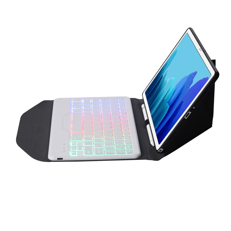 B500S Diamond Texture Triangle Back Holder Splittable Bluetooth Keyboard Leather Tablet Case with Backlight for Samsung Galaxy Tab A7 10.4 2020 (White + Black) - Samsung Keyboard by buy2fix | Online Shopping UK | buy2fix