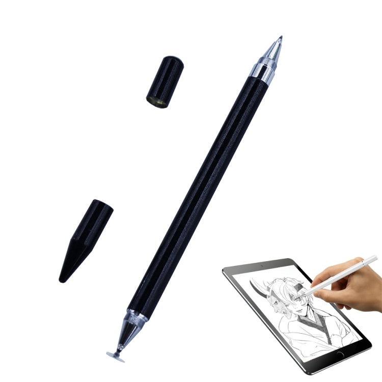 Imitation Porcelain 2 in 1 Mobile Phone Touch Screen Capacitive Pen for Apple / Huawei / Xiaomi / Samsung(Black) - Pencil Accessories by buy2fix | Online Shopping UK | buy2fix