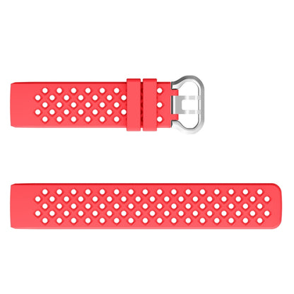 For Fitbit Charge 3 / 4 Hollow Square Silicone Watch Band Wristband(Red) - Watch Bands by buy2fix | Online Shopping UK | buy2fix