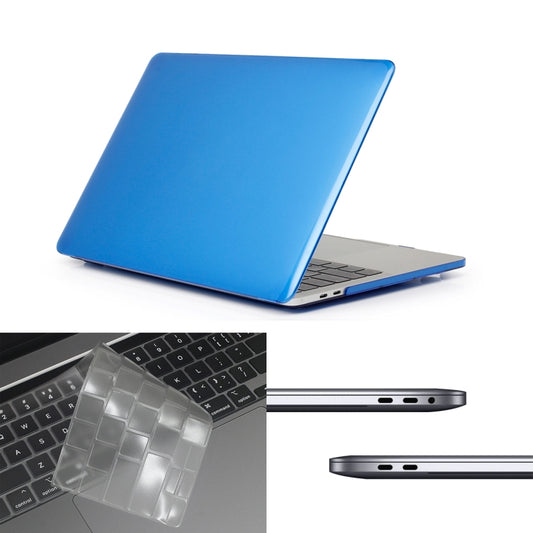 ENKAY Hat-Prince 3 in 1 For MacBook Pro 13 inch A2289 / A2251 (2020) Crystal Hard Shell Protective Case + US Version Ultra-thin TPU Keyboard Protector Cover + Anti-dust Plugs Set(Dark Blue) - MacBook Pro Cases by ENKAY | Online Shopping UK | buy2fix