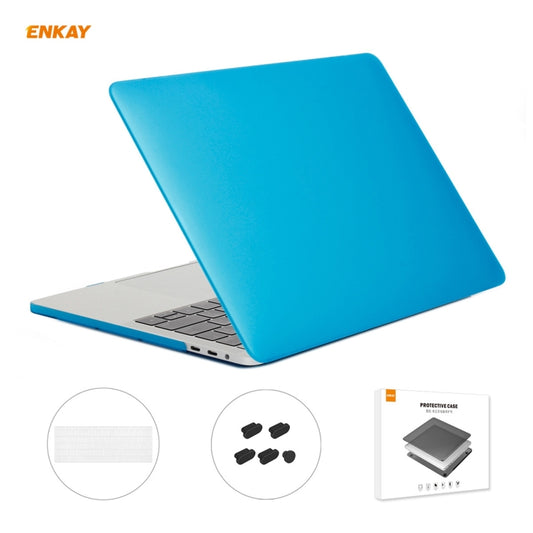 ENKAY 3 in 1 Matte Laptop Protective Case + US Version TPU Keyboard Film + Anti-dust Plugs Set for MacBook Pro 15.4 inch A1707 & A1990 (with Touch Bar)(Light Blue) - MacBook Pro Cases by ENKAY | Online Shopping UK | buy2fix