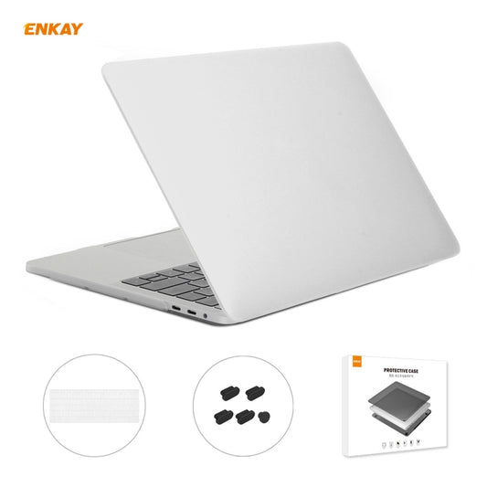 ENKAY 3 in 1 Matte Laptop Protective Case + US Version TPU Keyboard Film + Anti-dust Plugs Set for MacBook Pro 15.4 inch A1707 & A1990 (with Touch Bar)(White) - MacBook Pro Cases by ENKAY | Online Shopping UK | buy2fix