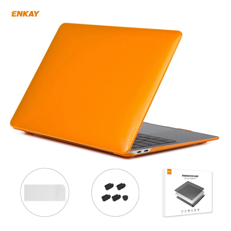 For MacBook Air 13.3 inch A2179 & A2337 2020 ENKAY 3 in 1 Crystal Laptop Protective Case + EU Version TPU Keyboard Film + Anti-dust Plugs Set(Orange) - MacBook Air Cases by ENKAY | Online Shopping UK | buy2fix