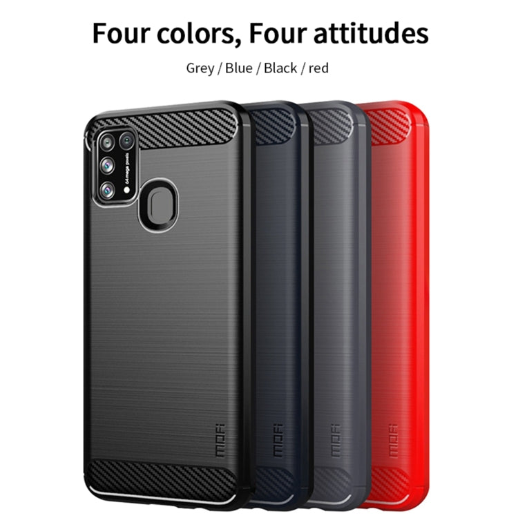 For Samsung Galaxy M31/ F41/ M21s/ M31 Prime MOFI Gentleness Series Brushed Texture Carbon Fiber Soft TPU Case(Red) - Galaxy Phone Cases by MOFI | Online Shopping UK | buy2fix