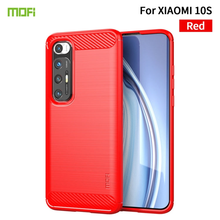 For Xiaomi Mi 10S MOFI Gentleness Series Brushed Texture Carbon Fiber Soft TPU Case(Red) - Xiaomi Cases by MOFI | Online Shopping UK | buy2fix