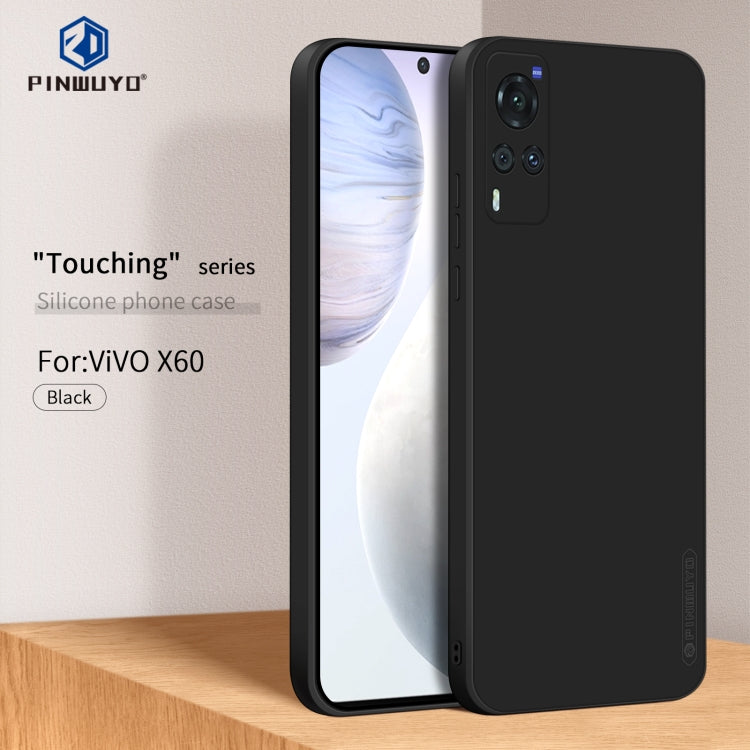For vivo X60 PINWUYO Touching Series Liquid Silicone TPU Shockproof Case(Black) - OPPO Cases by PINWUYO | Online Shopping UK | buy2fix