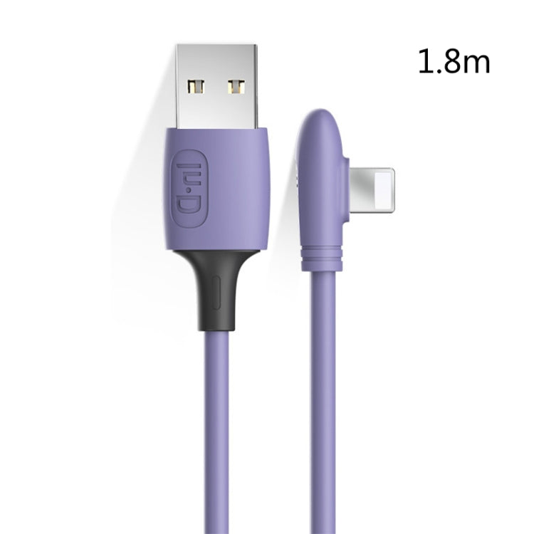 ENKAY Hat-Prince ENK-CB211 2.4A USB to 8 Pin 90 Degree Elbow Silicone Data Sync Fast Charging Cable, Cable Length: 1.8m(Purple) - Normal Style Cable by ENKAY | Online Shopping UK | buy2fix